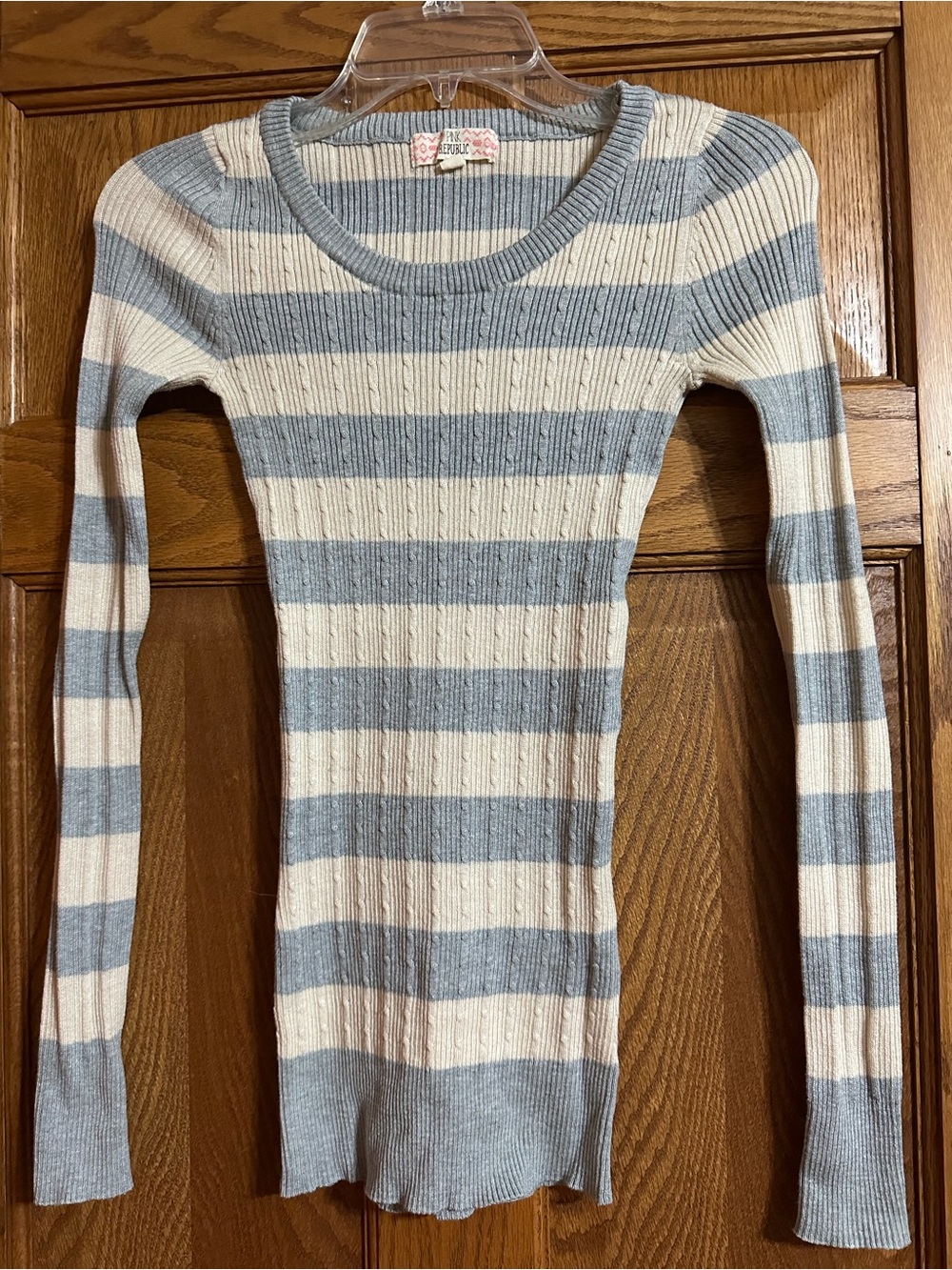 Pink Republic Blue & Cream Striped Scoop Neck Sweater